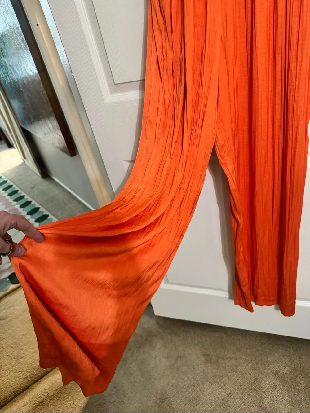 NWT Anthropologie Somerset Halter Jumpsuit M Tall Orange Wide Leg